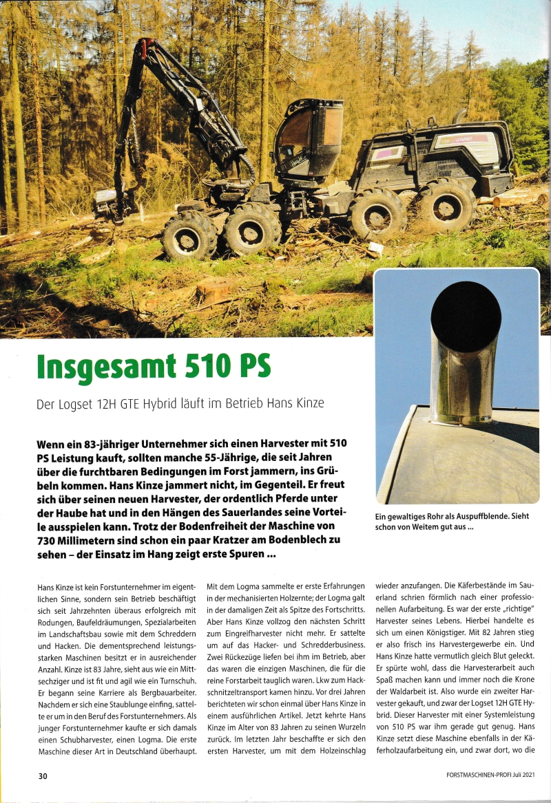 Bericht - Der Logset 12H GTE Hybrid läuft im Betrieb Hans Kinze.